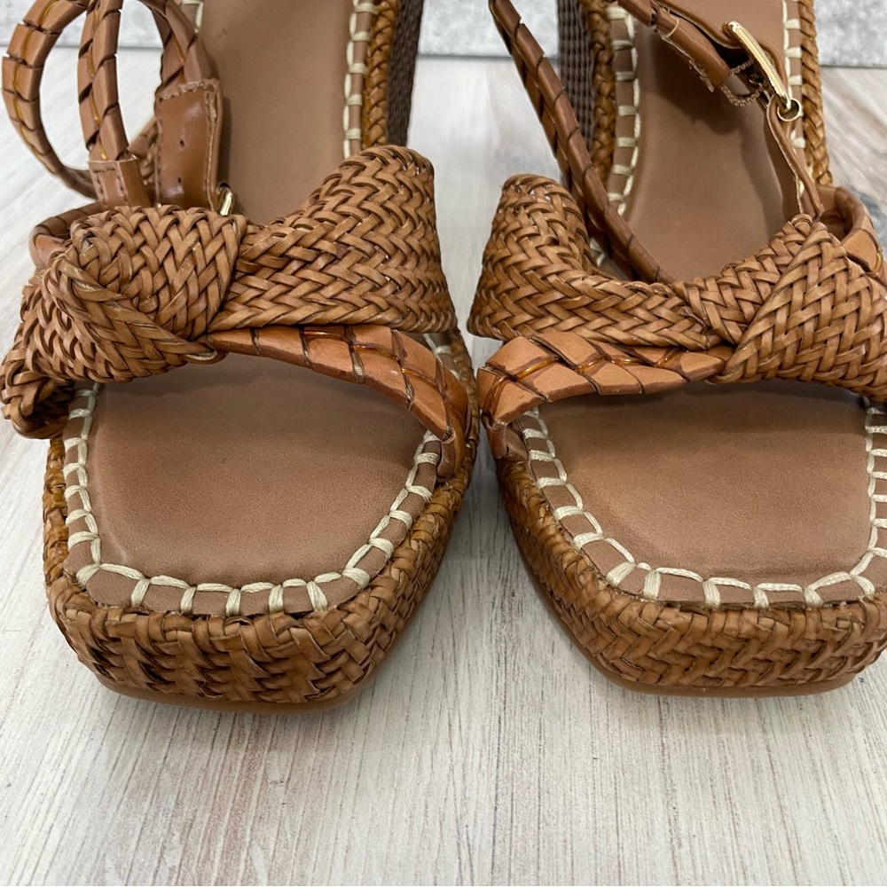 Steve Madden Jylan Woven Wedge Sandals Cognac Brown 11 New - Picture 6 of 11